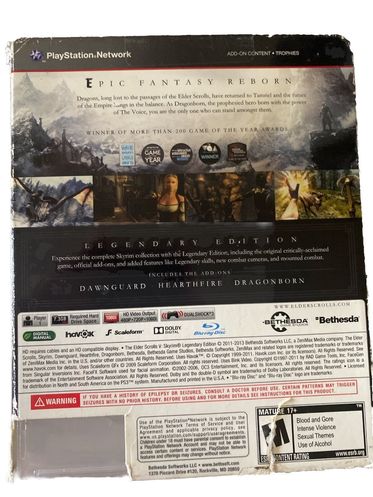 Elder Scrolls V Skyrim Legendary Edition-PS3