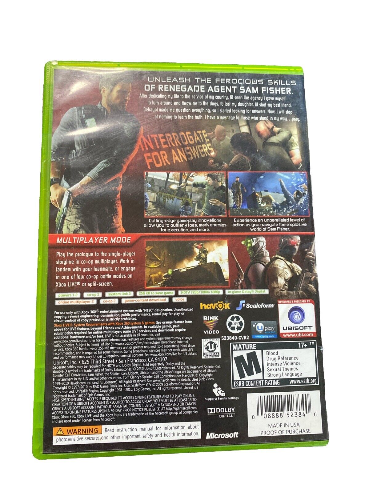 Splinter Cell Conviction-Xbox 360