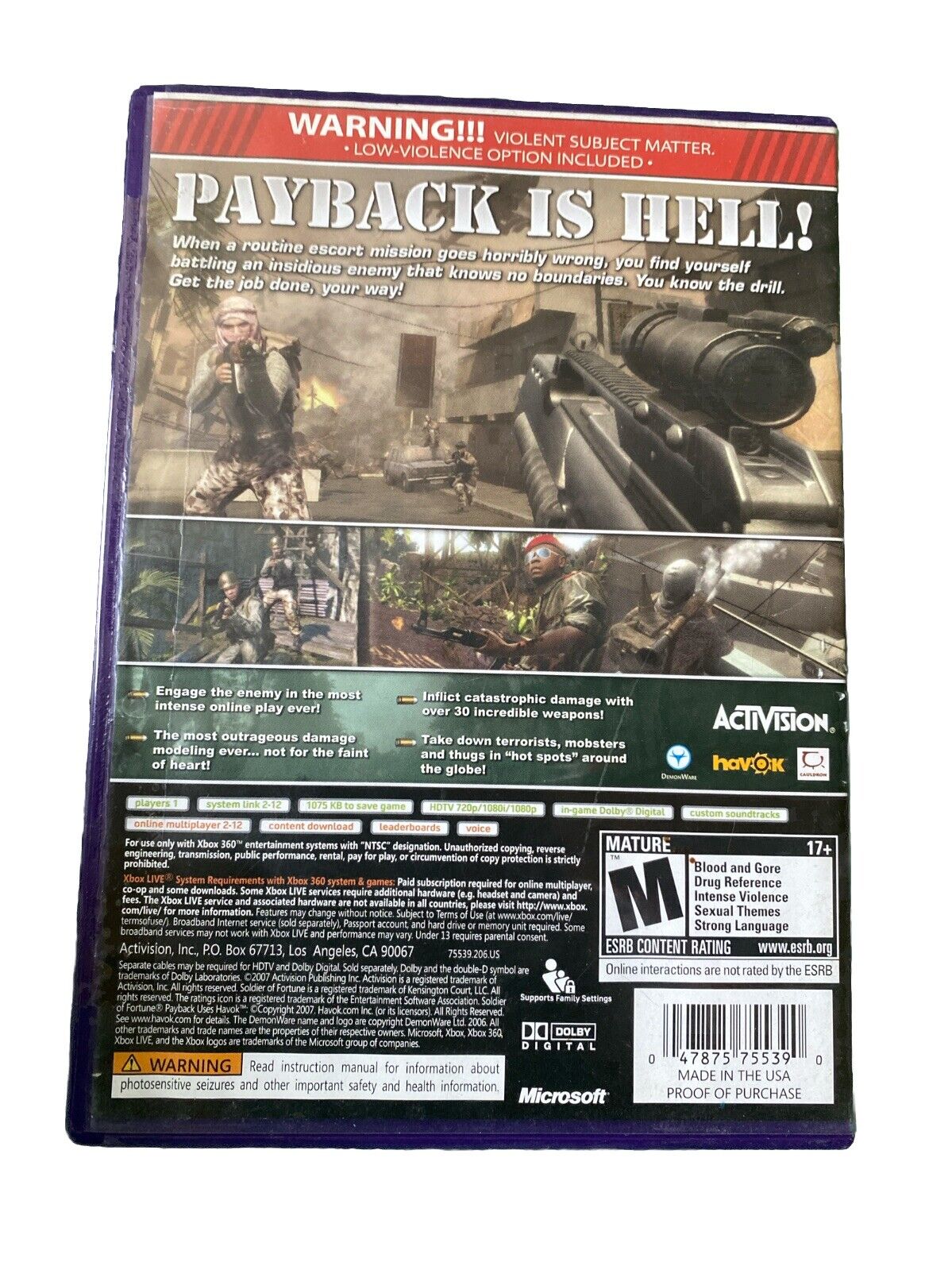 Soldier Of Fortune Payback-Xbox 360