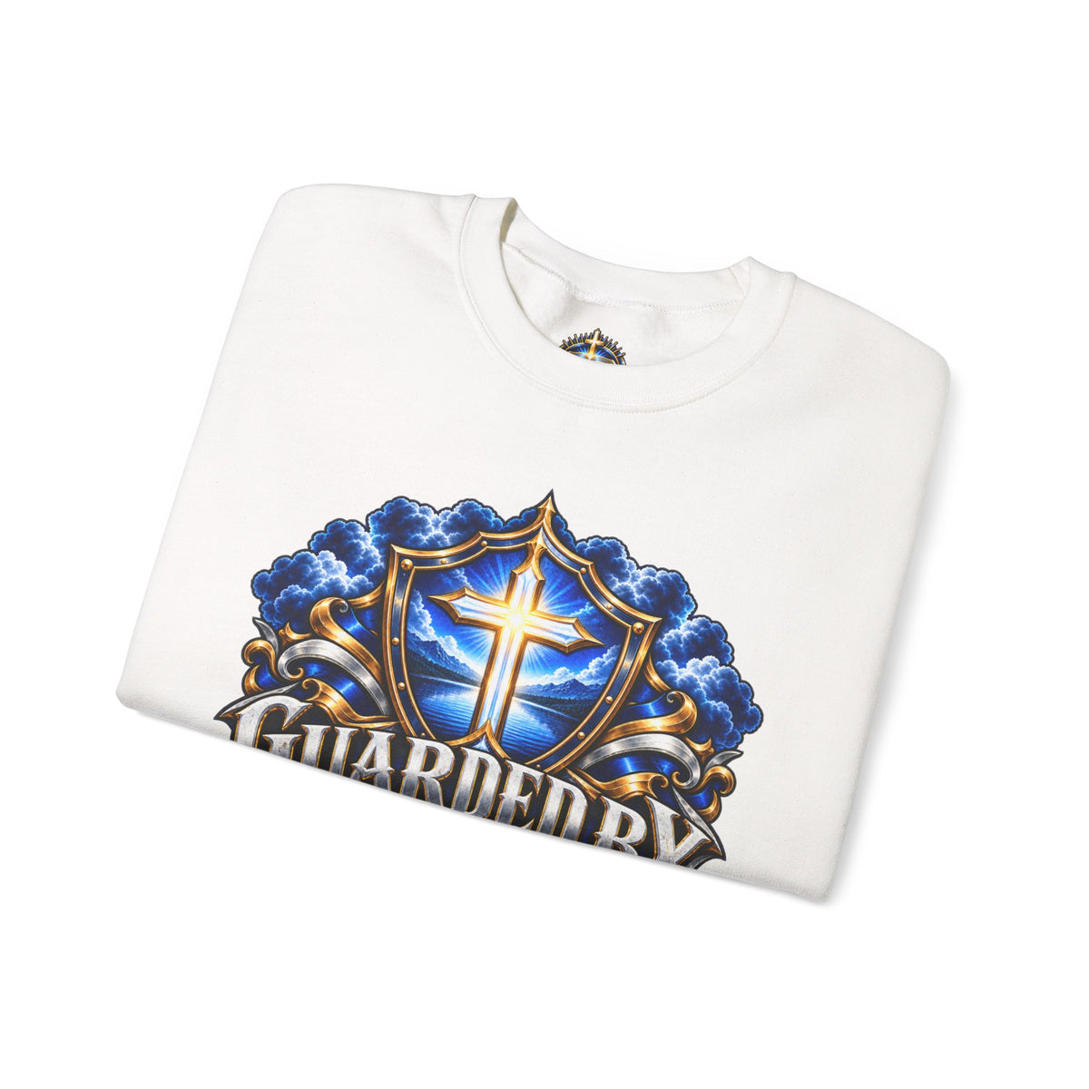 Guarded by Peace cross crest Sweatshirt | Yo! Hey Friend script back Sweatshirt